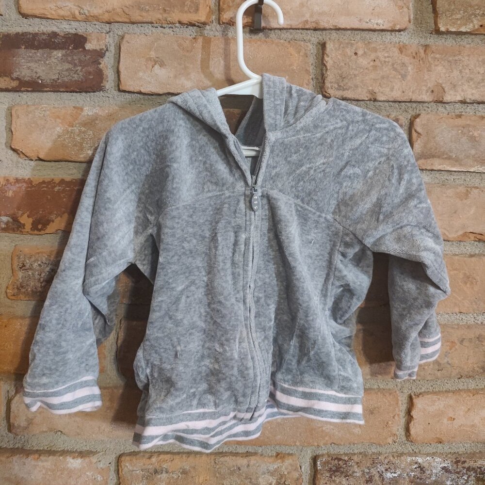 Gray/Pink Velour 2 Piece Tracksuit